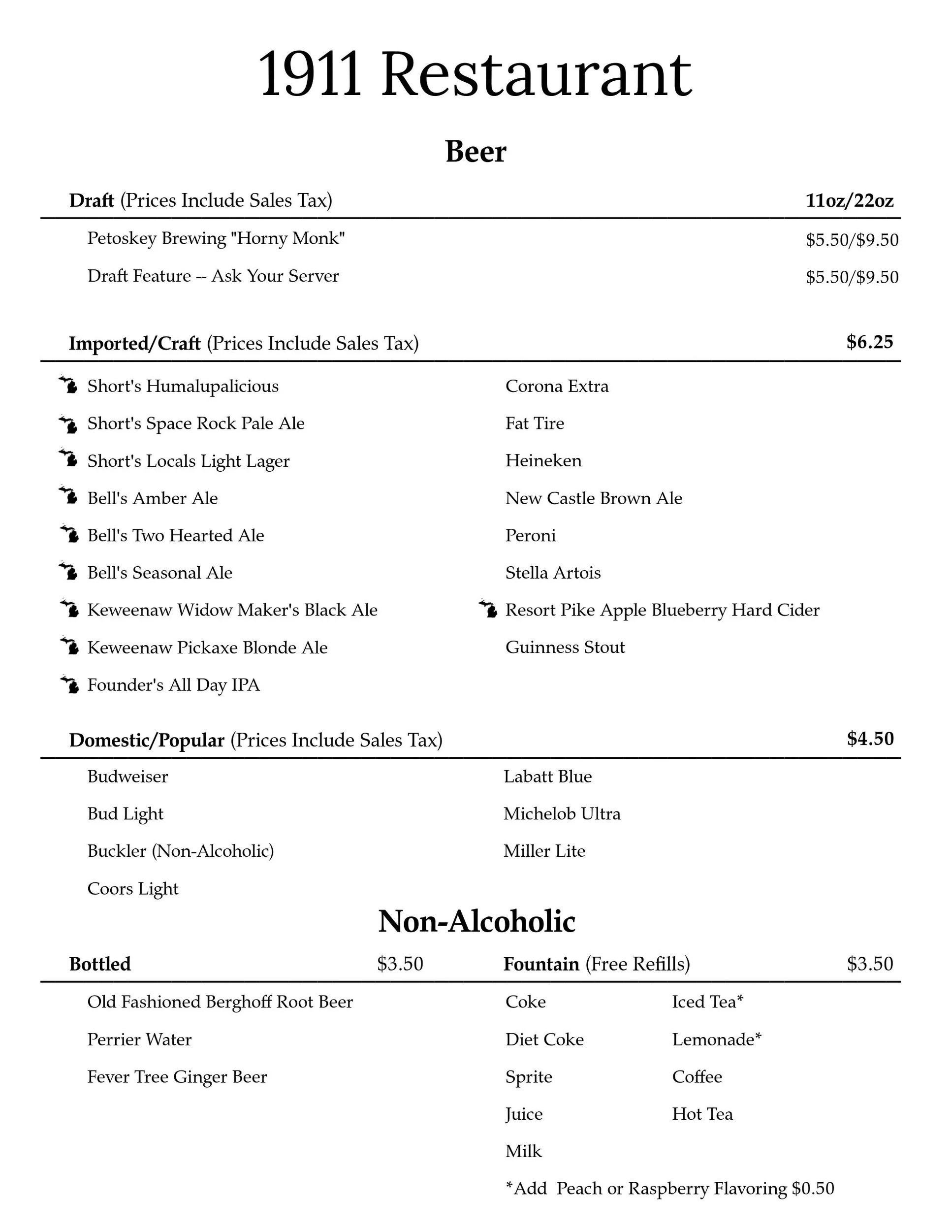 Cocktail and Beer Menu Page 2